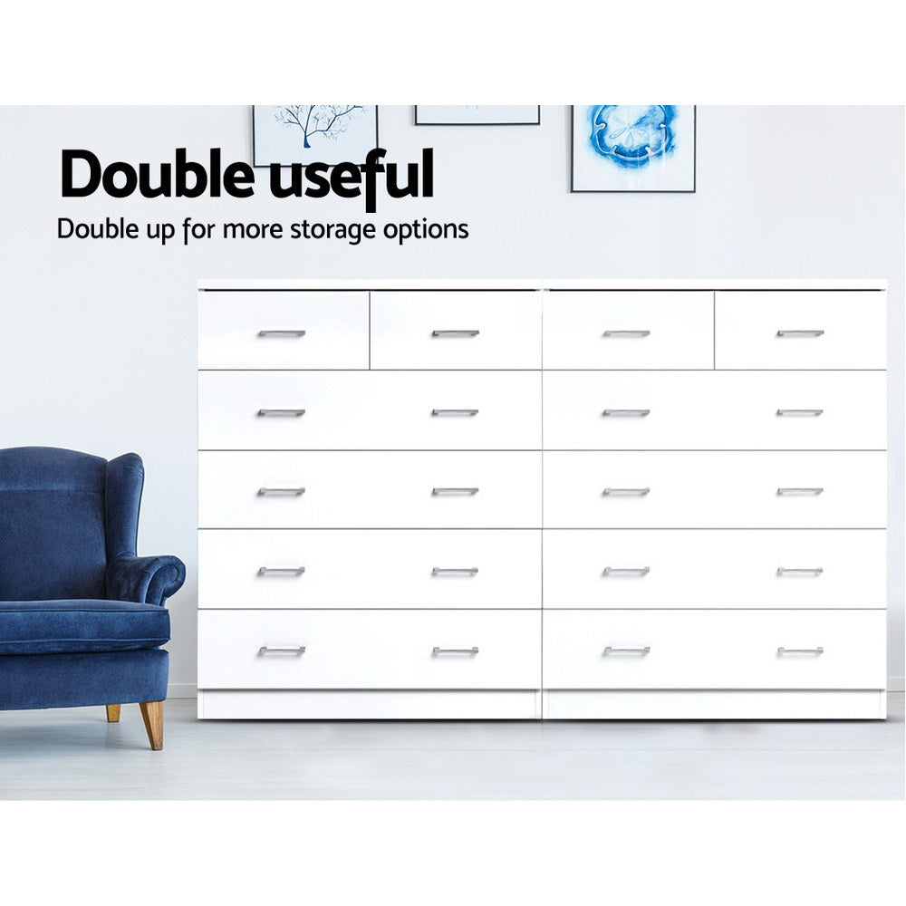 Artiss Tallboy 6 Drawers Storage Cabinet - White
