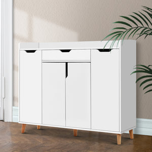 Artiss Shoe Cabinet Shoes Storage Rack 120cm Organiser White Drawer Cupboard