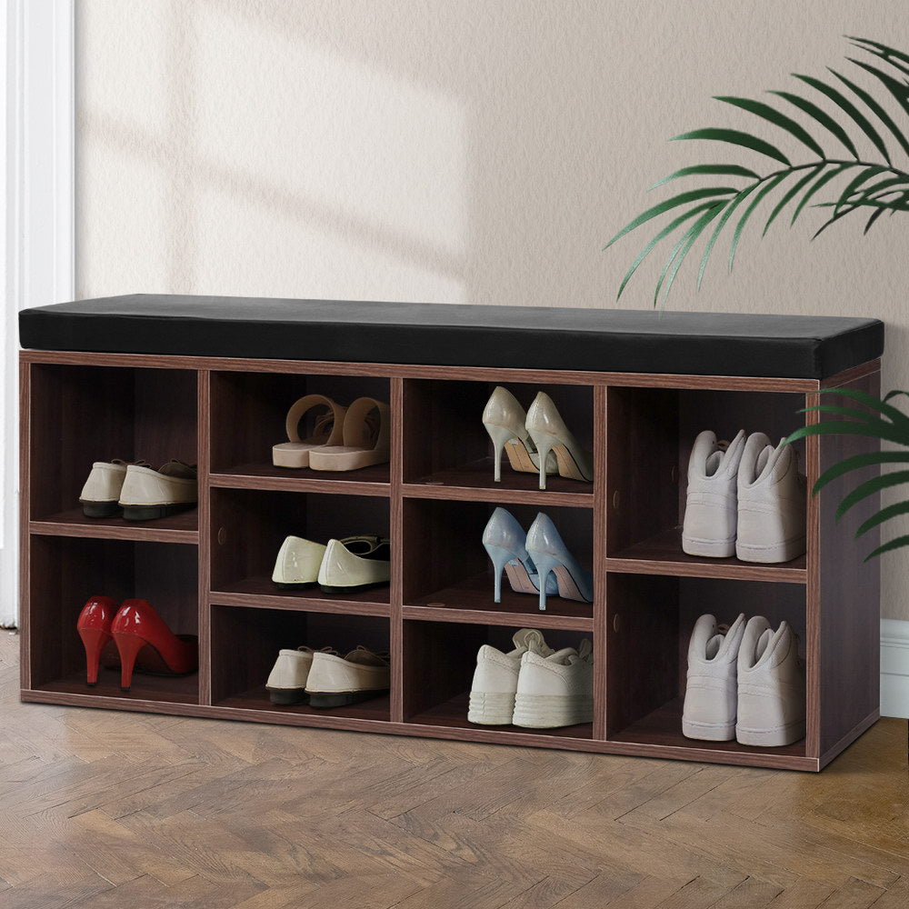 Artiss Shoe Cabinet Bench Shoes Storage Rack Organiser Shelf Cupboard Box Walnut