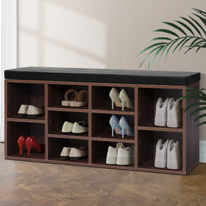 Artiss Shoe Cabinet Bench Shoes Storage Rack Organiser Shelf Cupboard Box Walnut