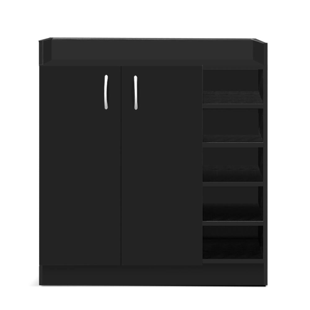 Artiss 2 Doors Shoe Cabinet Storage Cupboard - Black