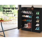 Artiss 2 Doors Shoe Cabinet Storage Cupboard - Black