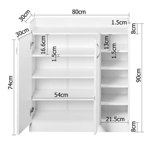 Artiss 2 Doors Shoe Cabinet Storage Cupboard - White