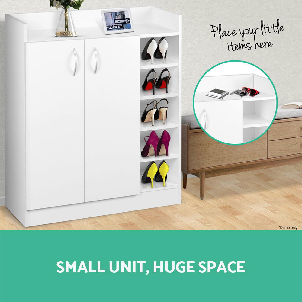 Artiss 2 Doors Shoe Cabinet Storage Cupboard - White