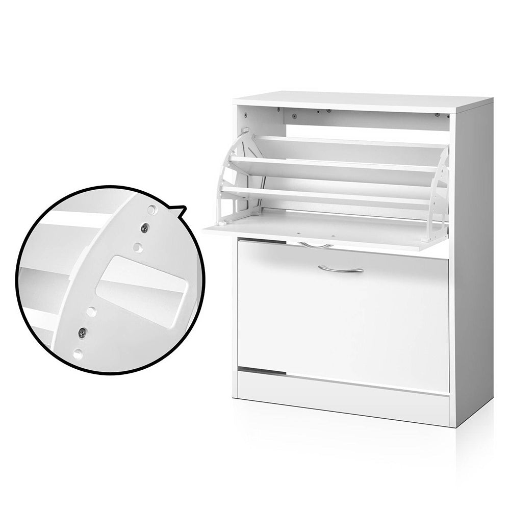 Artiss 2 Door Shoe Cabinet - White