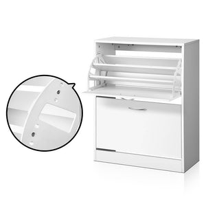 Artiss 2 Door Shoe Cabinet - White