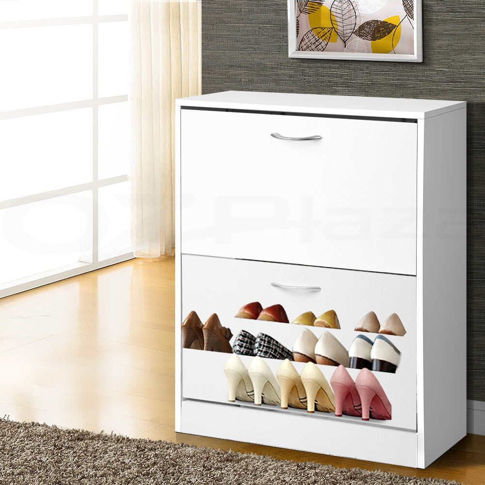 Artiss 2 Door Shoe Cabinet - White