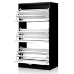 Artiss 3 Tier Shoe Cabinet - Black & White