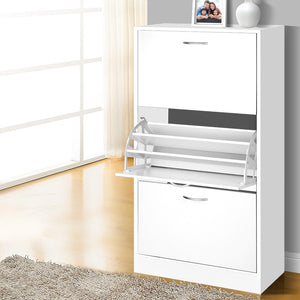 Artiss 3 Tier Shoe Cabinet - White