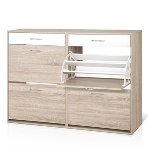 Artiss 2 Tier Shoe Cabinet - Wood