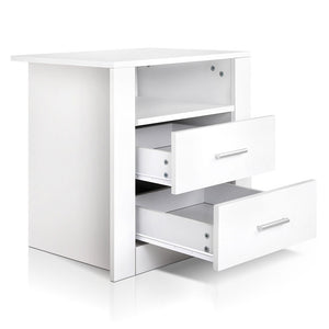 Artiss Anti-Scratch Bedside Table 2 Drawers - White