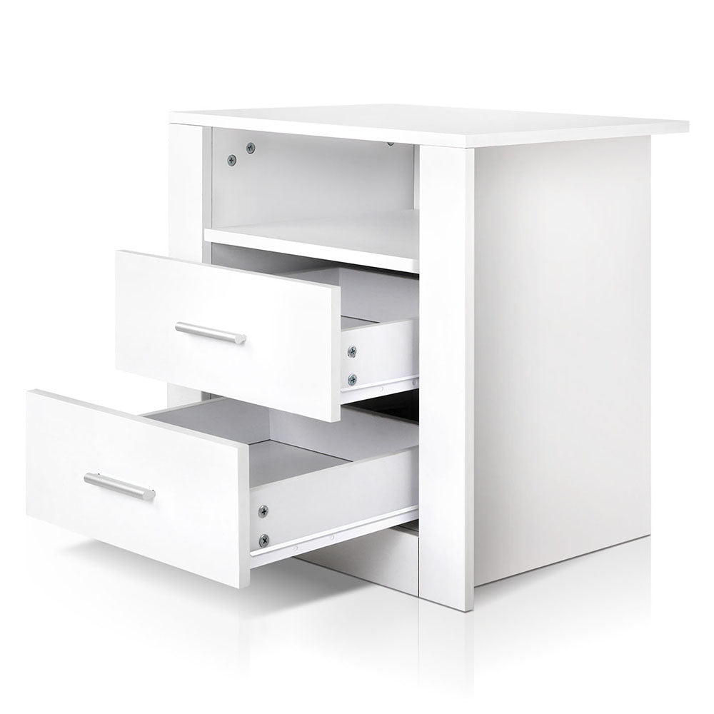 Artiss Anti-Scratch Bedside Table 2 Drawers - White