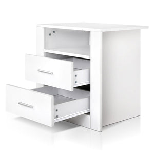 Artiss Anti-Scratch Bedside Table 2 Drawers - White
