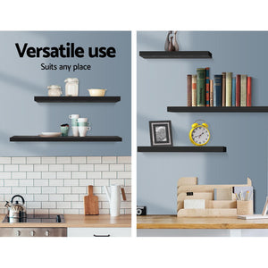 Artiss 3 Piece Floating Wall Shelves - Black