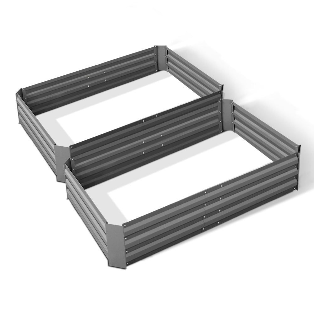 Green Fingers Set of 2 120 x 90cm Raised Garden Bed - Aluminium Grey