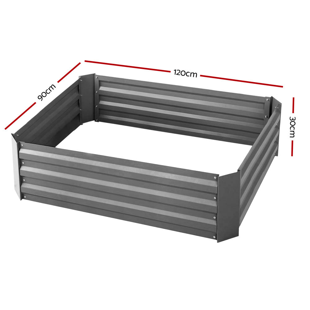 Green Fingers Set of 2 120 x 90cm Raised Garden Bed - Aluminium Grey