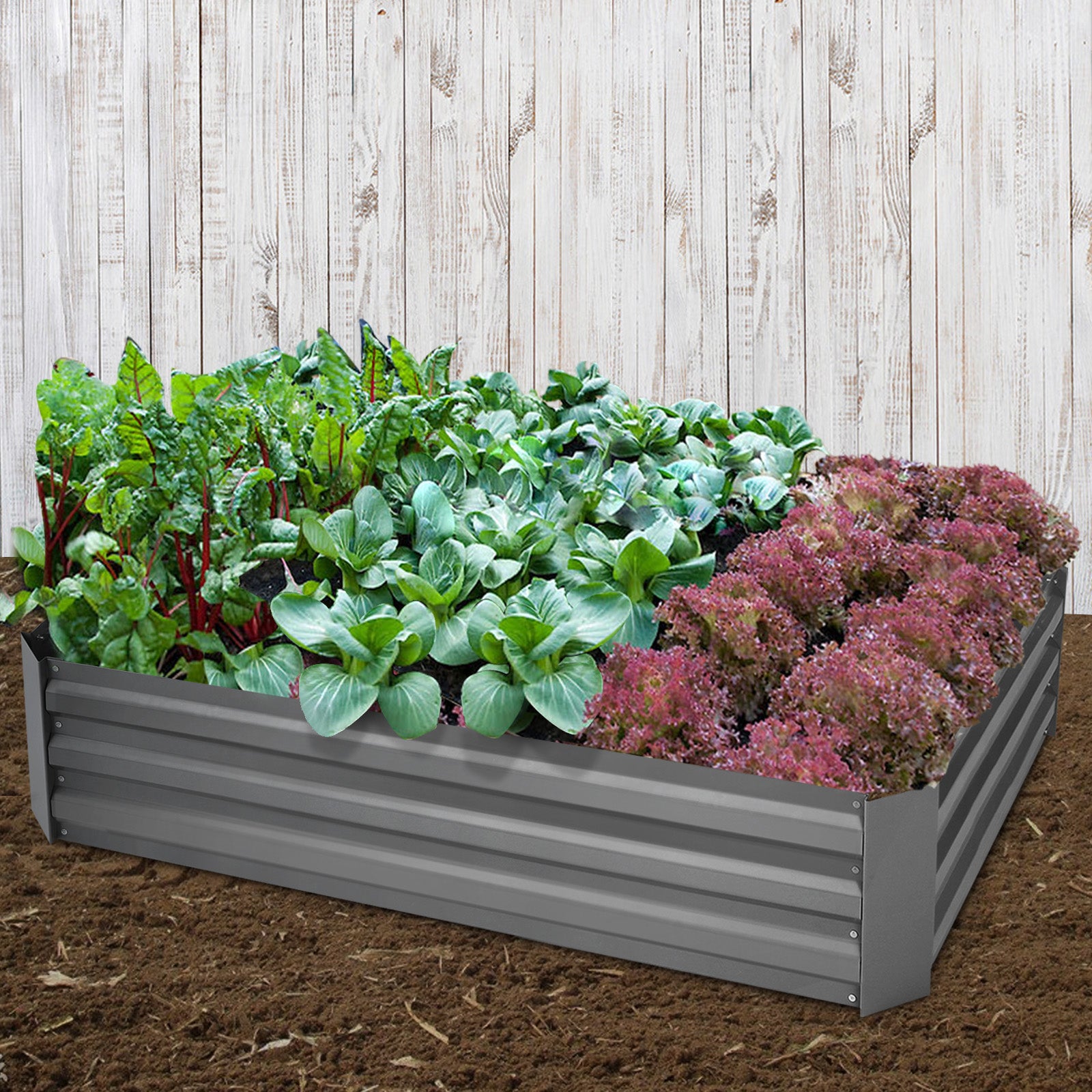 Green Fingers Set of 2 120 x 90cm Raised Garden Bed - Aluminium Grey