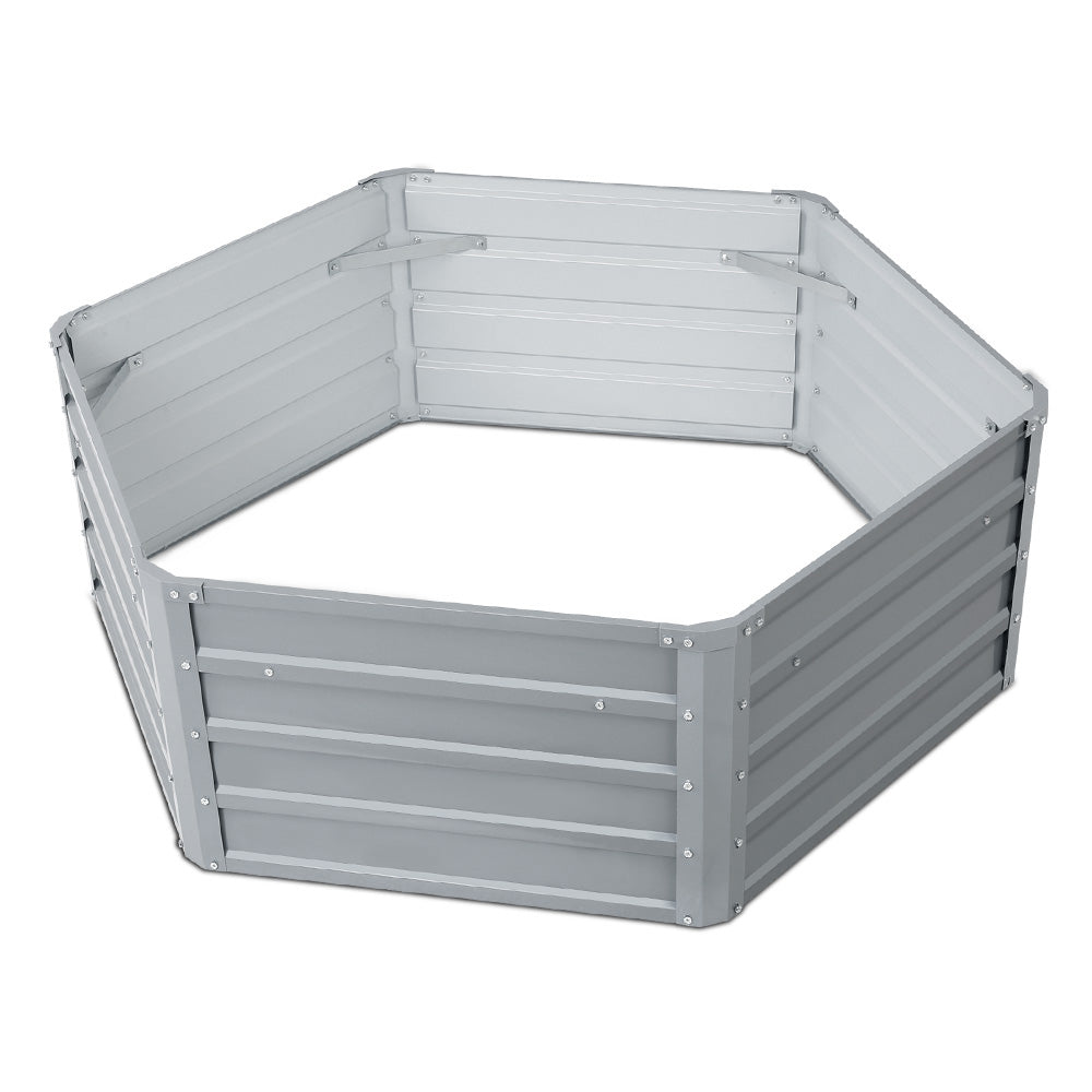 Greenfingers Galvanised Steel Raised Garden Bed Instant Planter 130 x 130 x 46cm Aluminium X2