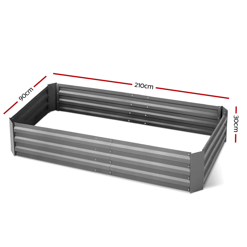 Green Fingers Set of 2 210cm x 90cm Raised Garden Bed - Aluminium Grey