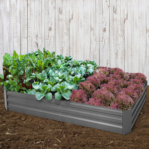 Green Fingers Set of 2 210cm x 90cm Raised Garden Bed - Aluminium Grey