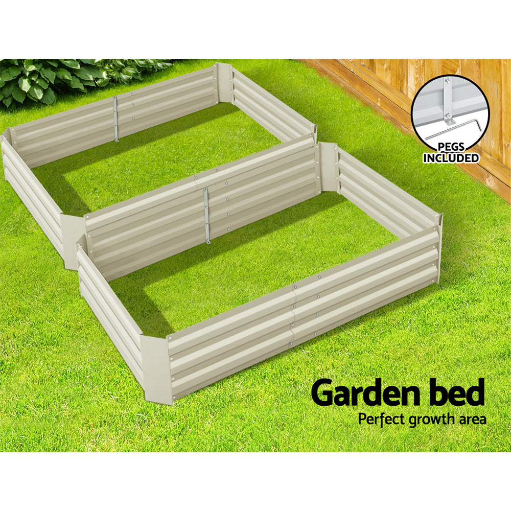 Green Fingers Set of 2 120 x 90cm Raised Garden Bed - Cream