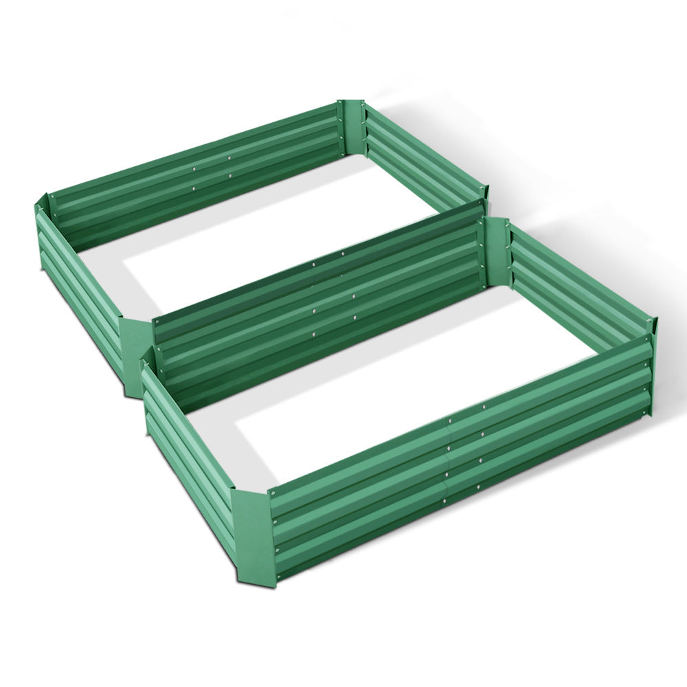 Green Fingers Set of 2 120 x 90cm Raised Garden Bed - Green