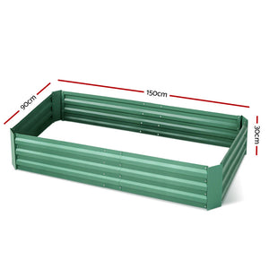 Greenfingers 2x Galvanised Steel Raised Garden Bed Instant Planter Green 150cmx90cm