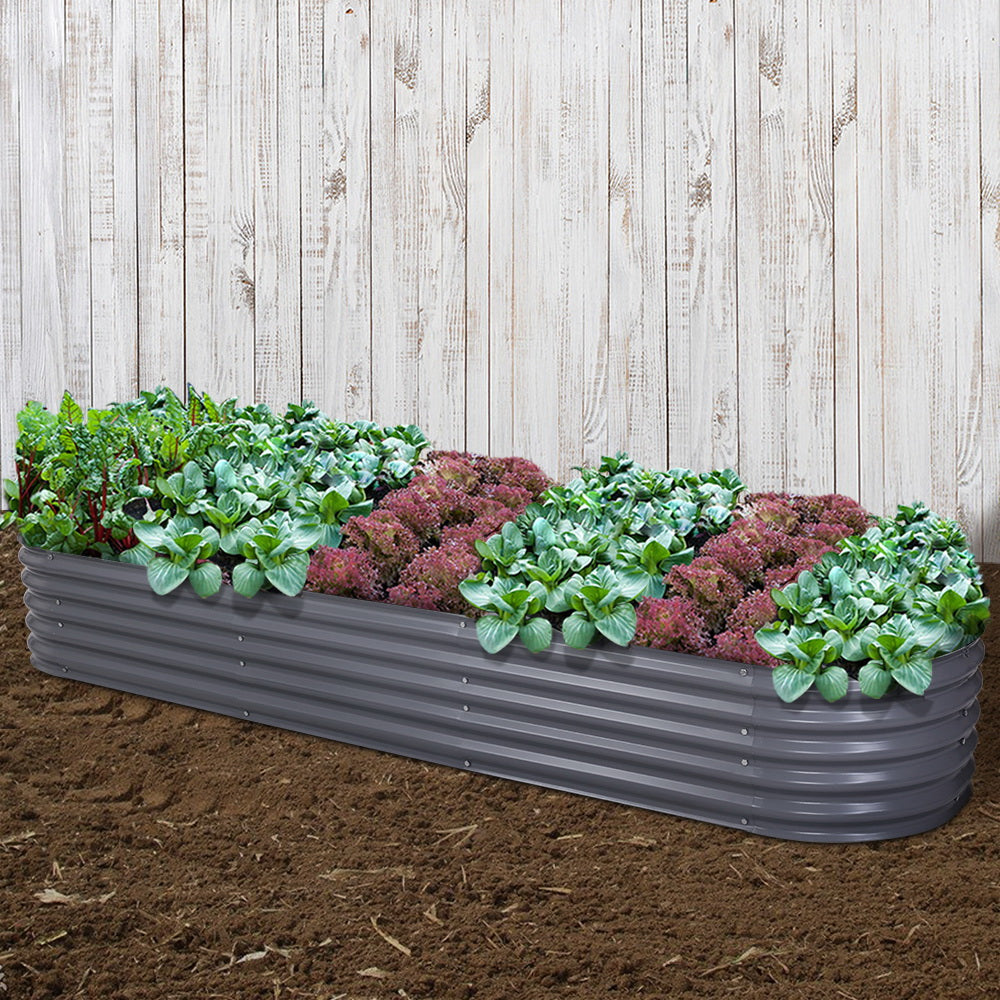 Greenfingers 320X80X42CM Galvanised Raised Garden Bed Steel Instant Planter