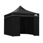 Instahut Aluminium Pop Up Gazebo Outdoor Folding Marquee Tent 3x3m Black