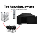 Instahut Aluminium Pop Up Gazebo Outdoor Folding Marquee Tent 3x6m Black