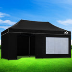 Instahut Aluminium Pop Up Gazebo Outdoor Folding Marquee Tent 3x6m Black