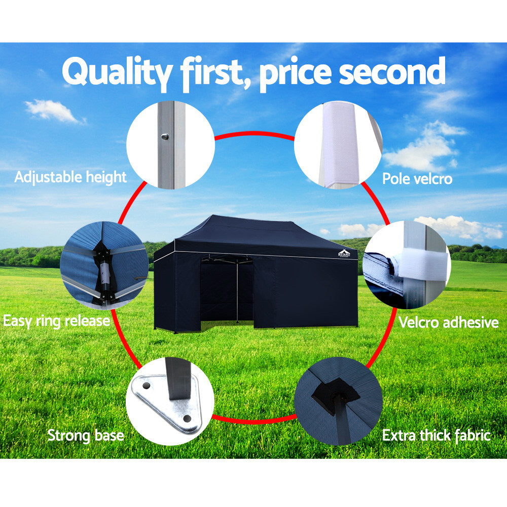 Instahut 3 x 6m Aluminium Pop Up Gazebo - Navy