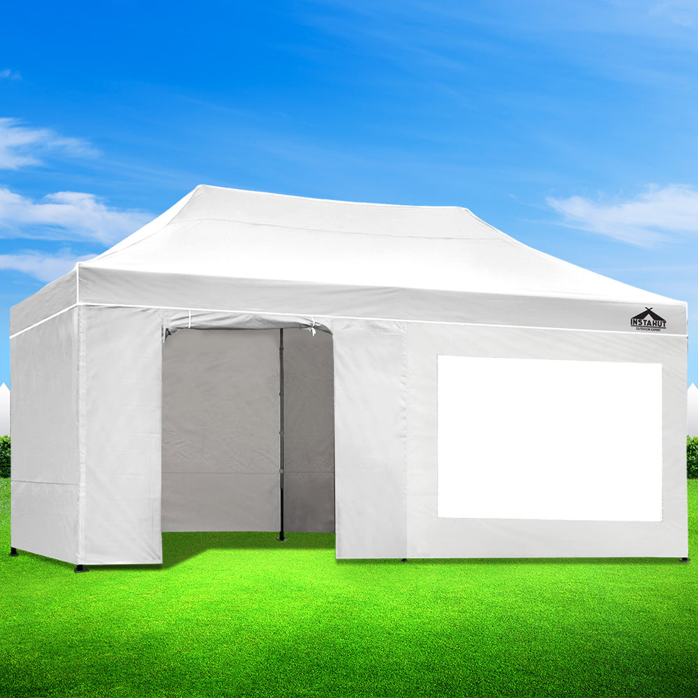 Instahut Aluminium Pop Up Gazebo Outdoor Folding Marquee Tent 3x6m White