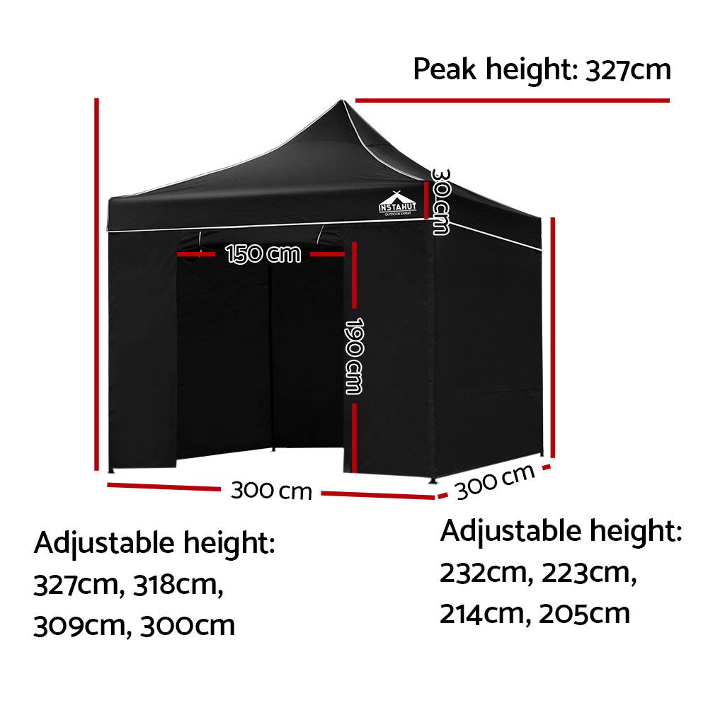 Instahut 3x3m Outdoor Gazebo - Black