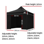 Instahut 3x3m Outdoor Gazebo - Black
