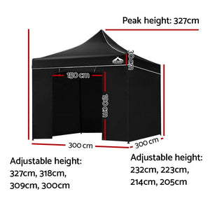 Instahut 3x3m Outdoor Gazebo - Black
