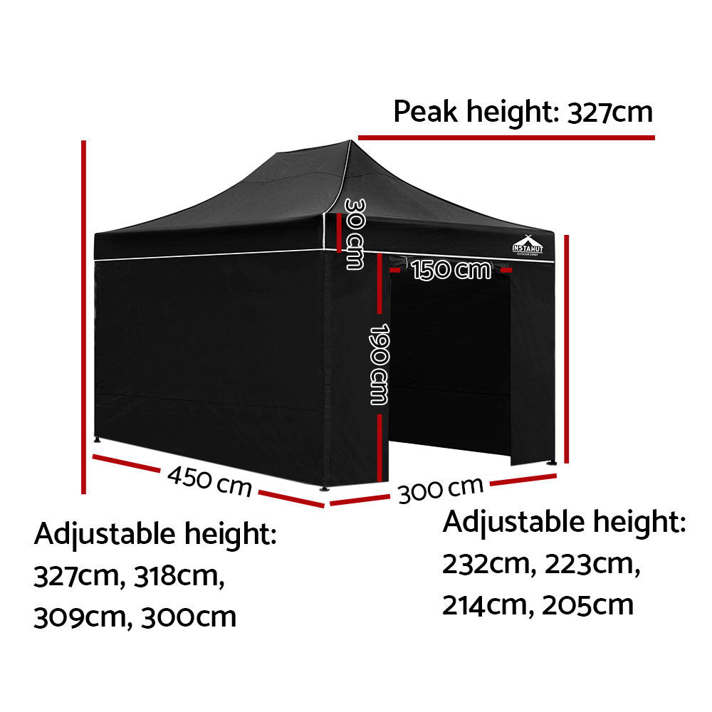 Instahut 3x4.5m Outdoor Gazebo - Black