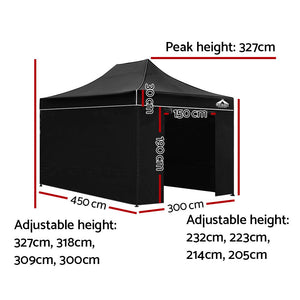 Instahut 3x4.5m Outdoor Gazebo - Black
