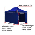 Instahut 3x4.5m Outdoor Gazebo - Blue