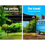 Instahut 3x3m Pop Up Gazebo Replacement Roof Outdoor Wedding Tent Garden Marquee Black