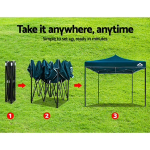 Instahut Pop Up Gazebo 3x3m Tent Folding Wedding Marquee Gazebos Sailor BLue