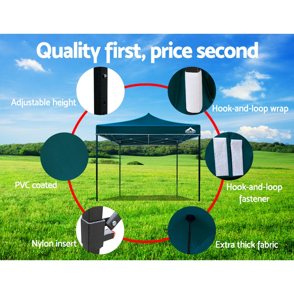 Instahut Pop Up Gazebo 3x3m Tent Folding Wedding Marquee Gazebos Sailor BLue