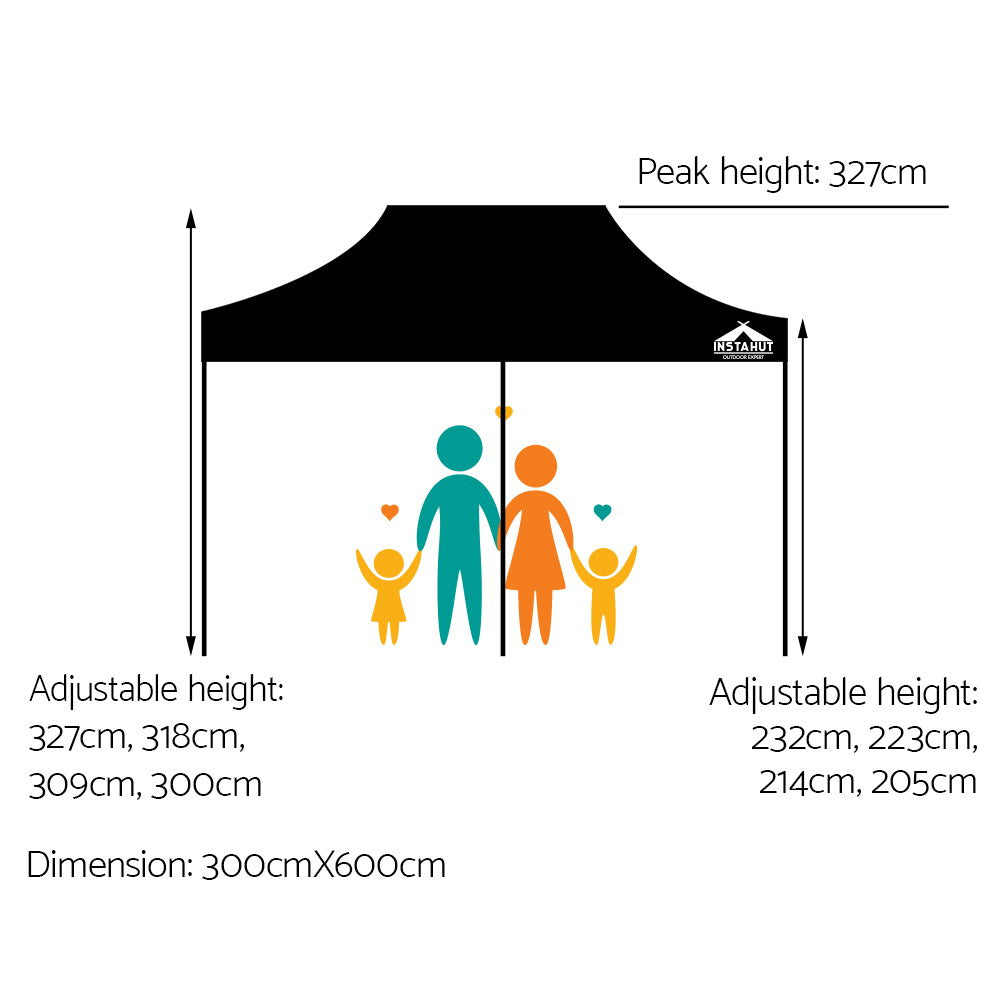 Instahut 3x6m Outdoor Gazebo - Black