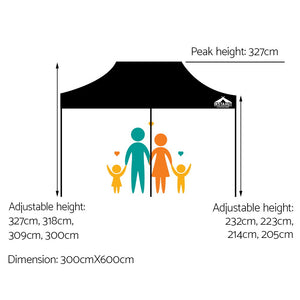 Instahut 3x6m Outdoor Gazebo - Black