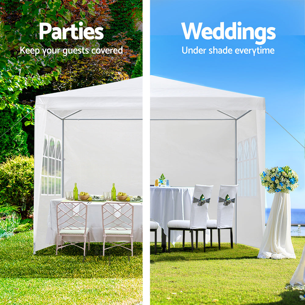 Instahut 3x3m Wedding Gazebo Outdoor Camping 4 Panels White