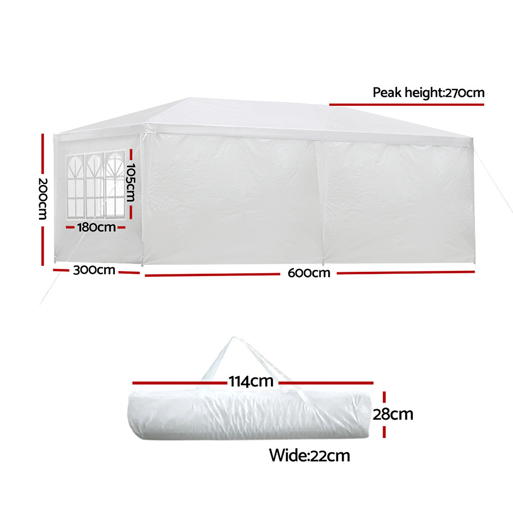 Instahut Gazebo 3m x 6m - White