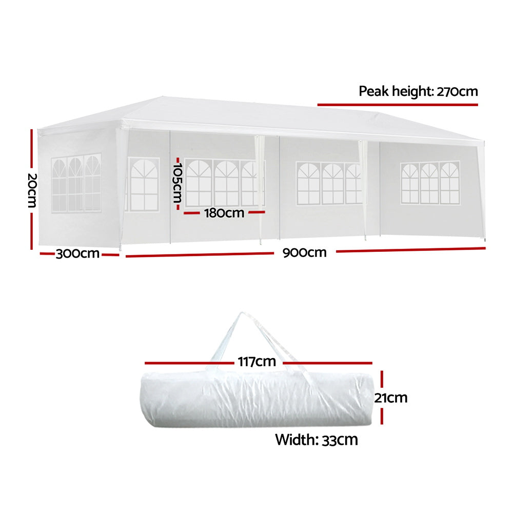 Instahut Gazebo 3m x 9m - White