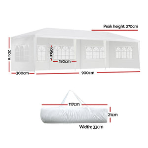 Instahut Gazebo 3m x 9m - White