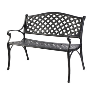 Gardeon Garden Bench Outdoor Seat Chair Cast Aluminium Park Black