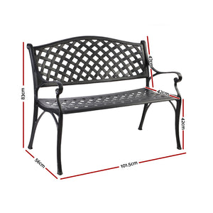 Gardeon Garden Bench Outdoor Seat Chair Cast Aluminium Park Black